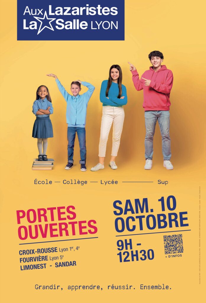Affiche des portes ouvertes Aux Lazaristes La Salle Lyon le samedi 10 octobre 2026 de 9h à 12h30